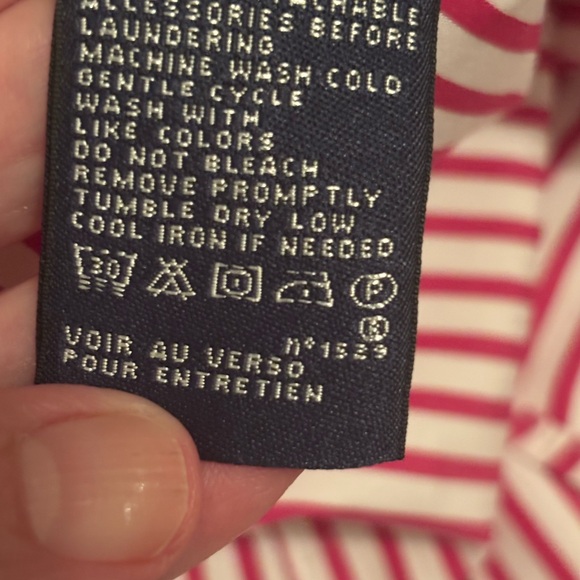 Ralph Lauren Sport Dark Pink and White Striped Ladies Shirt size 12 - Picture 6 of 8